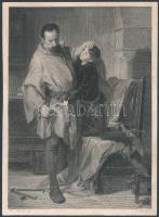 Max Adamo (1837-1901) festménye után, J Bankel metszése: Shakespeare-illusztráció. Acélmetszet, papír. Jelzett a metszeten. Paszpartuban. 17,5x12,5 cm