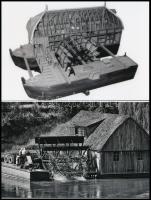 cca 1960 Folyóvízre telepített malom és egy hajómalom makett, 2 db modern fotónagyítás, 10x15 cm