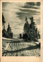 1939 Schneider-Karte Nr 50333. / Téli sport, síelők / winter sport, skiing + Ein Volk hilft sich selbst So. Stpl (EK)