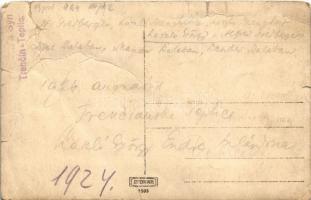 1924 Trencsénteplic, Trencianske Teplice; Fürdő Szálloda vendégei az étterem kertjében / spa hotel g...