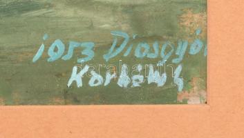 Olvashatatlan (Korbély?) jelzéssel: Diósgyőri részlet, 1953. Olaj, karton. Paszpartuban. 41x31,5 cm