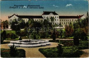 Nagyszeben, Hermannstadt, Sibiu; Erlenpark und k.u.k. Garnison-Spital / Erlen park, Osztrák-magyar helyőrségi kórház / park, K.u.K. military garrison hospital (EK)