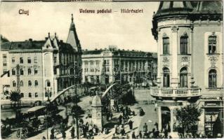 1928 Kolozsvár, Cluj; Vederea podului / Híd részlet, üzletek / bridge, shops (fa)