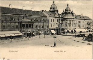 Kolozsvár, Cluj; Mátyás király tér, Böckel, Jeney Lajos, Reményik L. és Fiai üzlete / square, shops