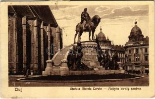 1932 Kolozsvár, Cluj; Statuia Mateiu Corvin / Mátyás király szobra / statue, monument (Rb)