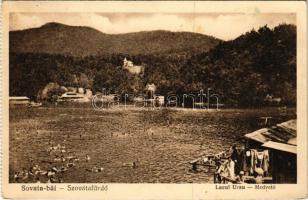 Szováta-fürdő, Baile Sovata; Lacul Ursu / Medve-tó, fürdőzők / spa, lake, bathers (EK)