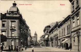 Kassa, Kosice; Kossuth Lajos utca, Bradovka Gyula ruha festöde vegyi tisztító intézete, / street, shops