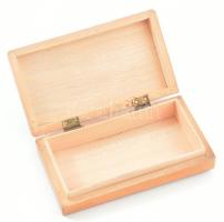 cca 1915 Fa névjegykártyatartó Szénásy Béla budapesti papírkereskedő fém plakettjével a tetején, sér...