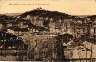 1914 Brassó, Kronstadt, Brasov; Der Schlossberg von der Burgpromenade / Fellegvár a vársétányról. H. Zeidner kiadása / view from the castle promenade (EK)