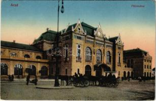 Arad, Pályaudvar, vasútállomás. Vasúti levelezőlapárusítás 59. sz. 1916. / railway station (EM)