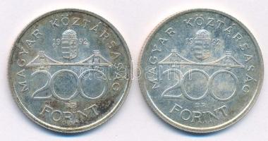 1992. 200Ft Ag "MNB" (2x) T:1- patina Adamo F13