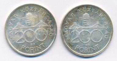 1992. 200Ft Ag "MNB" (2x) T:1- patina Adamo F13