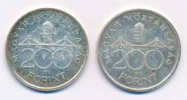 1992. 200Ft Ag "MNB" (2x) T:1- patina Adamo F13