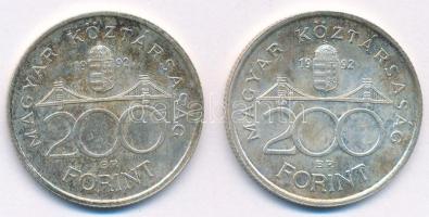 1992. 200Ft Ag "MNB" (2x) T:1- patina Adamo F13