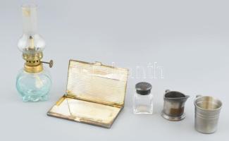 Kis üveg és ón tárgyak 4-15 cm