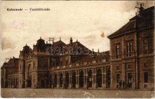 1916 Kolozsvár, Cluj; Vasútállomás. Vasúti Levelezőlapárusítás 1256. / railway station (EK)