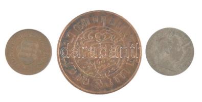 Vegyes: 1947. 2f tombak + Holland Kelet-India 1945P 2 1/2c sárgaréz + Ausztria 1868. 10kr Ag "F...