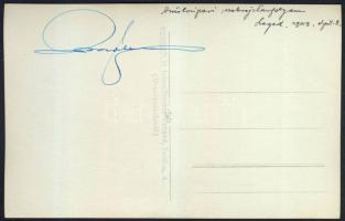 1942 Szegedi Ipariskolai szakrajztanfolyam fotó a tanár Bozó Gyula, hátoldalon saját kezű aláírásával