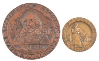 ~1960. "Lenin Kohászati Művek Diósgyőr" bronz emlékérem (50mm) + 2006. "Shakespeare Fesztivál - Gyulai Várszínház" kerámia emlékérem (82mm) T:1-,2