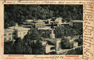 1903 Herkulesfürdő, Herkulesbad, Baile Herculane; Gyógyterem, Gyógyliget. Jäger kiadása / Cursalon, Curpark / spa (EK)