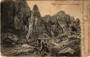 1906 Túri-hasadék, Cheile Turului (Tordatúr, Tureni); Túri-hasadék a malommal. Füssy és Sztupjár kiadása / gorge, mountain pass, mill (ázott / wet damage)