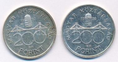 1992. 200Ft Ag "MNB" (2x) T:1- patina Adamo F13