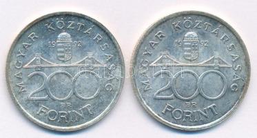 1992. 200Ft Ag "MNB" (2x) T:1- patina Adamo F13