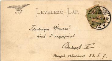 1902 Sztrecsnó, Sztrecsény, Strecno; Sztrecsnó vára a Vág és a Kassa-Oderbergi Vasút (KsOD, KOV) men...