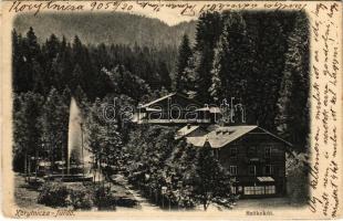1905 Koritnyica, Korytnica; Szökőkút, Schweiz nyaraló. Feitzinger Ede 1904/15. No. 793L. / fountain, villa, spa (kis szakadás / small tear)