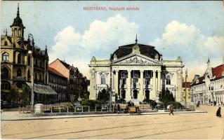 1913 Nagyvárad, Oradea; Szigligeti színház, Adria biztosító, Emke kávéház, üzletek. Boros Jenő kiadása / theatre, insurance company, café, shops (EK)