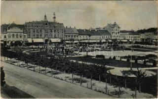 1930 Szatmárnémeti, Szatmár, Satu Mare; Piata Bratianu / Bratianu tér, üzletek. Singer Nándor kiadása / square, shops (EK)