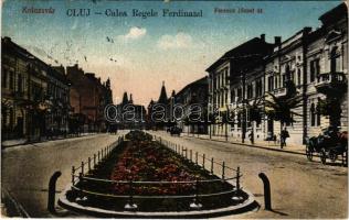 1928 Kolozsvár, Cluj; Ferenc József út. Vasúti levelezőlapárusítás 111. sz. 1918. / Calea Regele Ferdinand / street view (EK)