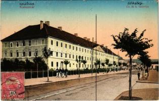 1911 Kolozsvár, Cluj; Cs. és kir. laktanya, K.u.K. katonák. Gombos Ferenc kiadása / Austro-Hungarian K.u.K. military barracks, soldiers (kis szakadás / small tear)