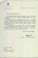 1996 Leonardi Sandri bíboros vatikáni államtitkár saját kezű aláírása köszönő levélen Bozó Gyulának/ Signature of Leonardi Sandri cardinal