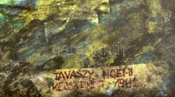 Tavaszy Noémi (1927-2018): Kecskeméti Nagytemplom, 1992. Olajpasztell, papír. Jelzett. Papírra kasír...