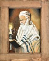 Jelzés nélkül: Rabbi portré. Olaj, rétegelt falemez, sérült keretben. 48x35 cm