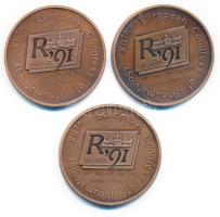 1991. 3xklf "XII. Európai Reumatológiai Kongresszus" kétoldalas bronz emlékérem "Mori...