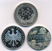 3db klf német Cu-Ni emlékérem, közte "Olimpiai Játékok 1994 Lillehammer, Konrad Adenauer halálá...