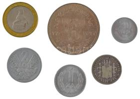 6db-os vegyes külföldi érmetétel, közte Spanyolország 1882. 1p Ag "XII. Alfonz" T:1--3 pat...