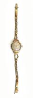 Arany (Au/14k) tokos és szíjas karóra, nem működik, jelzett, dobozzal, bruttó: 16,4g