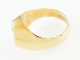 Arany (Au/14k) brilles (0,07ct) pecsét gyűrű, jelzett, bruttó: 7,5g