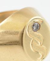 Arany (Au/14k) brilles (0,07ct) pecsét gyűrű, jelzett, bruttó: 7,5g