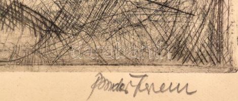 Bordás Ferenc (1911-1982): Tavaszi virágok. Rézkarc, papír. Üvegezett, kopott fakeretben, 39×29 cm