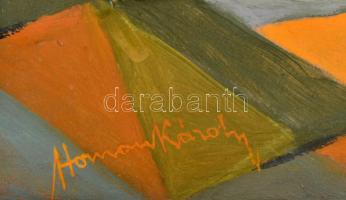 Homan Károly (1894 - 1972): Absztrakt retró kerámia csendélet. Olaj, karton, jelzett, sérült!!. 49x3...