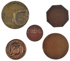 5 darabos magyar bronz emlékérem tétel, közte "Veszprém Hungary", "10 éves a Fővárosi...