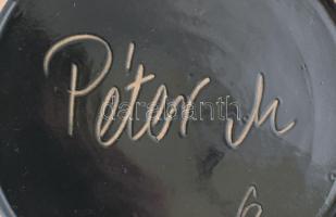 Péter Mária: Retró tál, jelzett, hibátlan, d: 29 cm