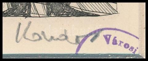 Kondor Béla (1931-1972): Az ördög jobb és bal keze. Rézkarc, papír, utólagos jelzéssel, paszpartuban...