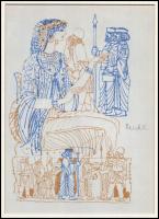 Reich Károly (1922-1988): Vissza az időben, nyomat, utólagos jelzéssel, paszpartuban, 22×16 cm