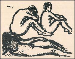 Rippl-Rónai József (1861-1927): Aktok. Cinkográfia, papír, jelzett a cinkográfián, 26×36 cm