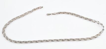 Ezüst(Ag) négyszálas fonott nyaklánc, jelzett, h: 50 cm, nettó: 14,4 g